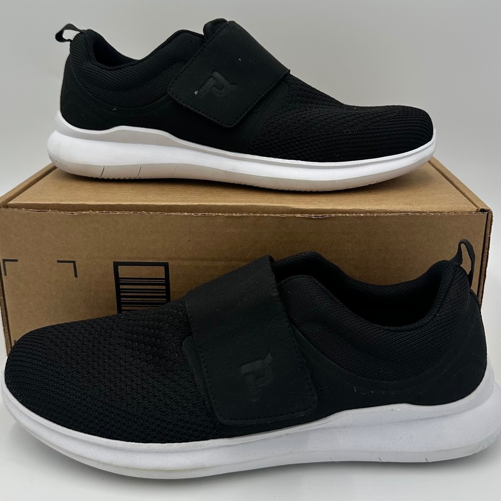 Propet Walking Shoes Mens 10.5 M Black MAA073M Knitted Mesh Slip On Strap